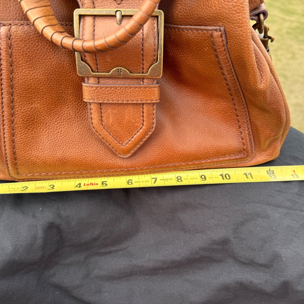 FRYE AND CO. Tan Leather Top-Handle Shoulder Bag with Buckle - Picture 8 of 11